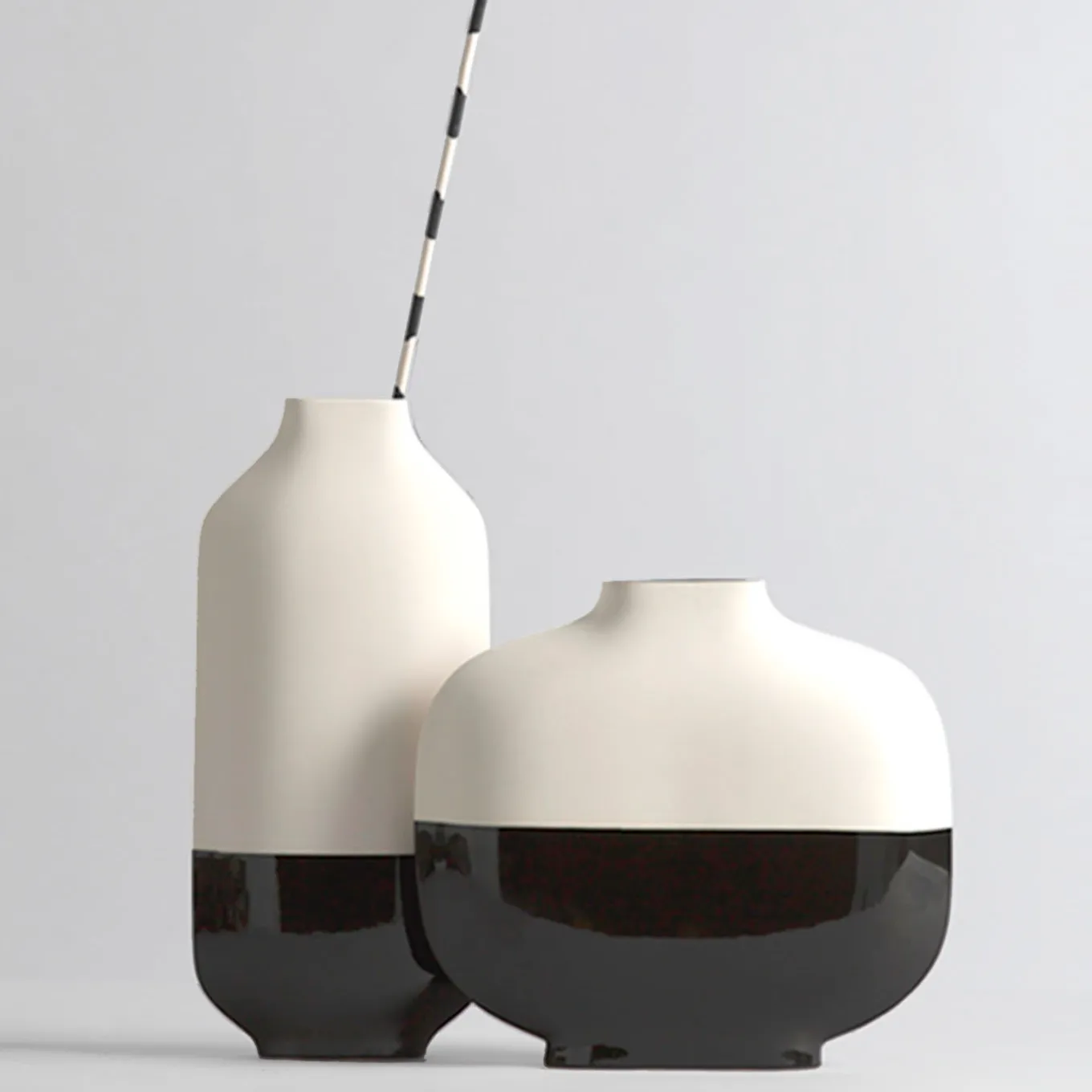 Vaso corto Palma Bianco e Nero