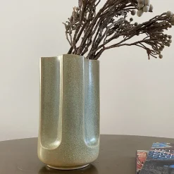 Vaso Giuseppe Bruma in ceramica smaltata verde opaco