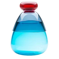 Vaso grande con coperchio Kount Red-Blue-Light Blue di Karim Rashid