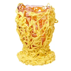 Vaso Grande Spaghetti Special Giallo e Rosa di Gaetano Pesce