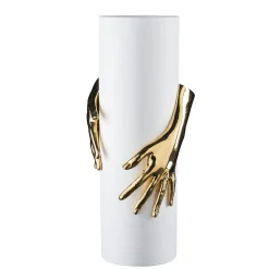Vaso Hands oro e bianco