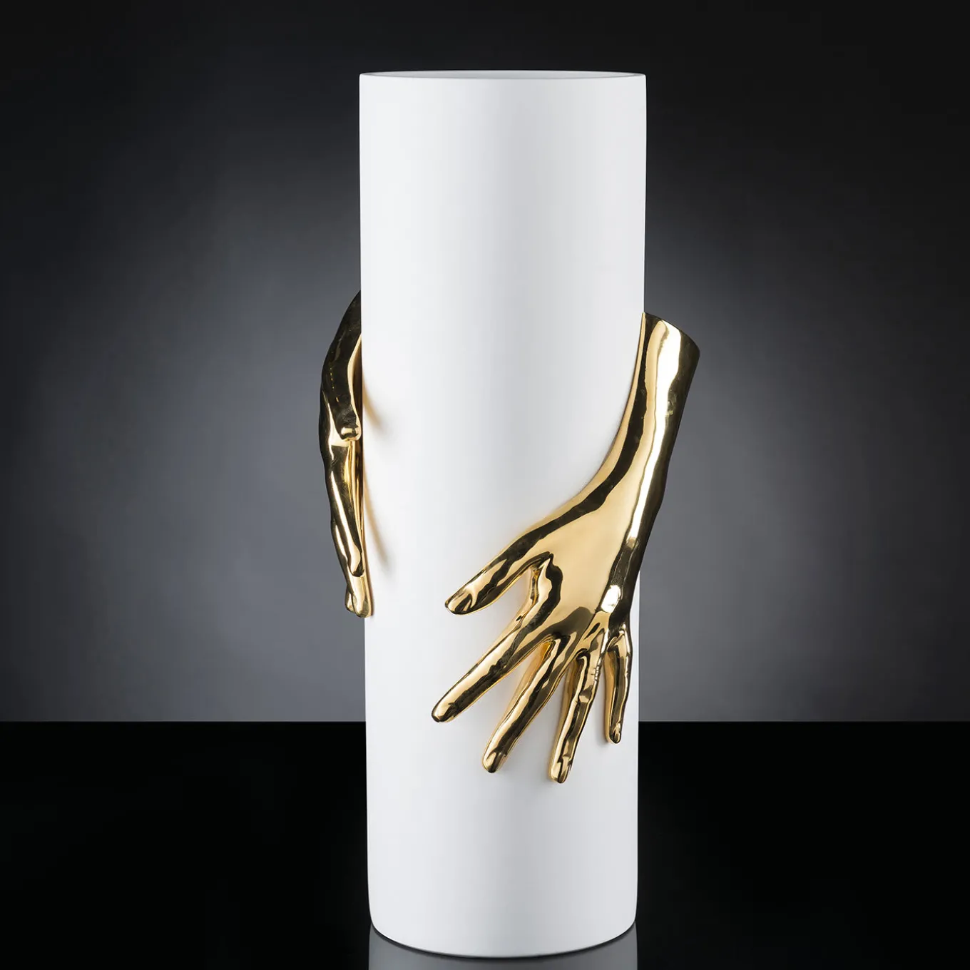 Vaso Hands oro e bianco