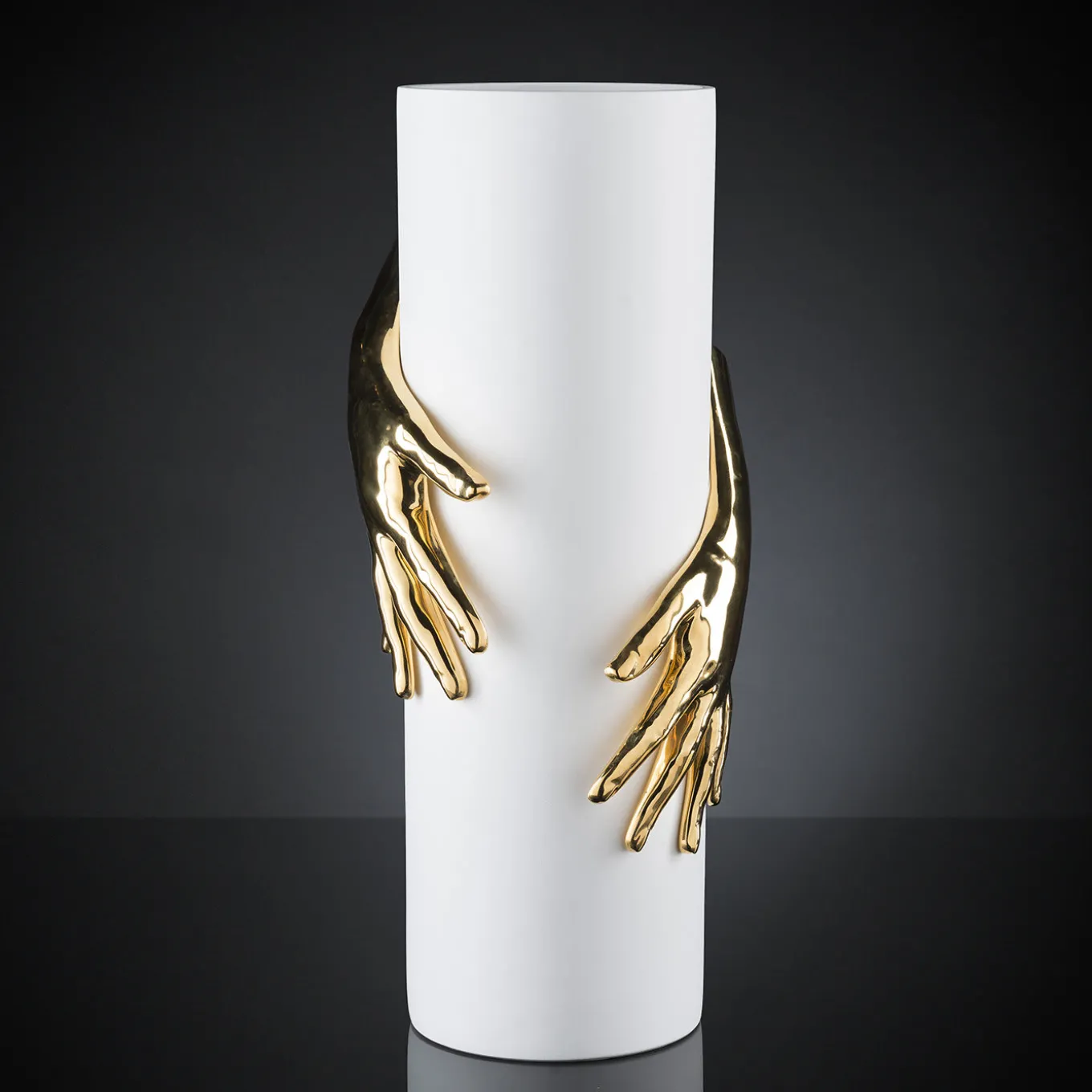 Vaso Hands oro e bianco