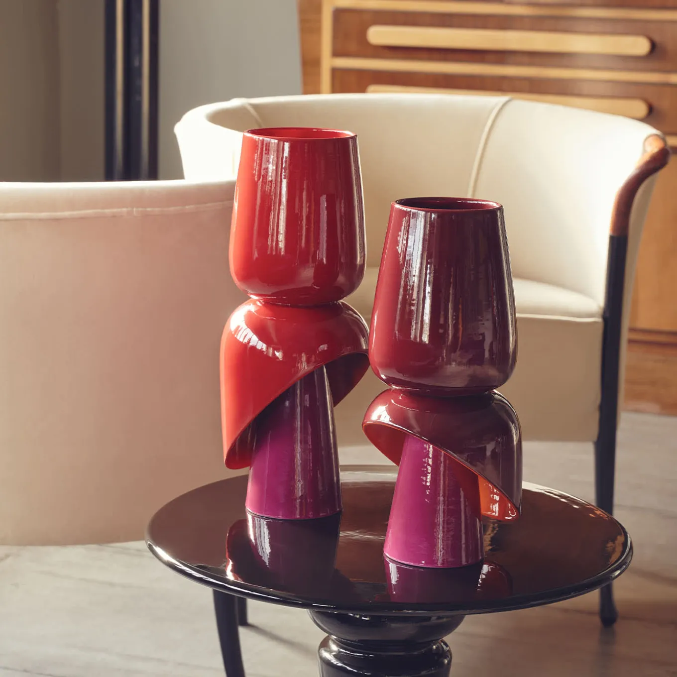 Vaso in Ceramica Bordeaux Toulipa di Luca Binaglia