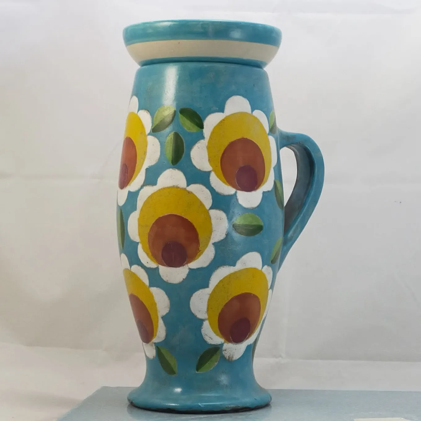 Vaso in Ceramica Janis con Coperchio e Motivo Floreale Dipinto a Mano