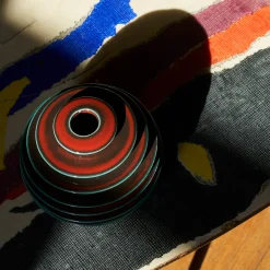 Vaso in Ceramica Rosso Scanalato Globo Rosso