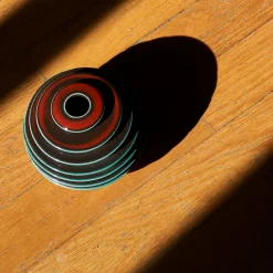 Vaso in Ceramica Rosso Scanalato Globo Rosso