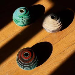 Vaso in Ceramica Rosso Scanalato Globo Rosso