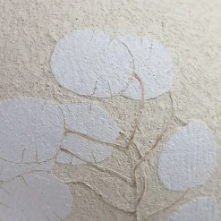 Vaso in gres bianca smaltata Flora Lunaria con motivo floreale