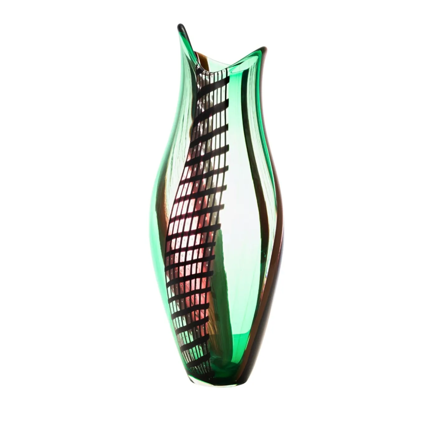 Vaso in Vetro Policromo a Forma di Bocciolo Aura di Murano