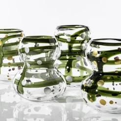 Vaso in vetro verde e nero Gran Bulbo Mini Silver