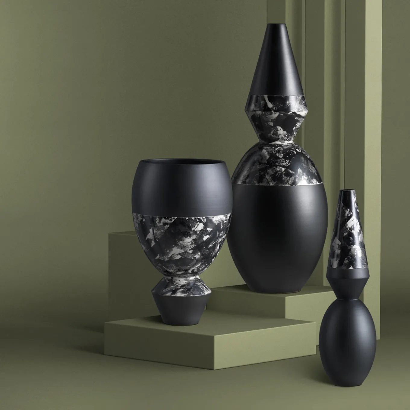 Vaso Mandola in ceramica nera di Jean-Christophe Clair