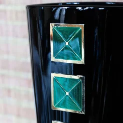 Vaso Maxi in Vetro Nero Cloisonné
