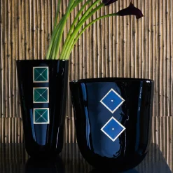 Vaso Maxi in Vetro Nero Cloisonné