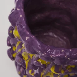 Vaso Onda in velluto viola e giallo limone