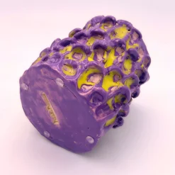 Vaso Onda in velluto viola e giallo limone