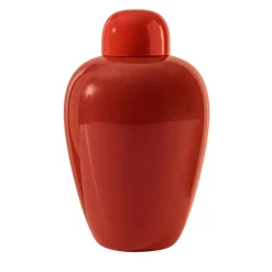 Vaso Opaco rosso corallo con tappo di Tobia Scarpa