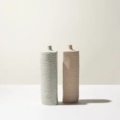 Vaso piatto bianco floreale Battuti di Andrea Anastasio