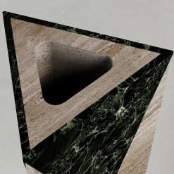 Vaso Polimelus Verde Alpi e Travertino