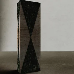 Vaso Polimelus Verde Alpi e Travertino