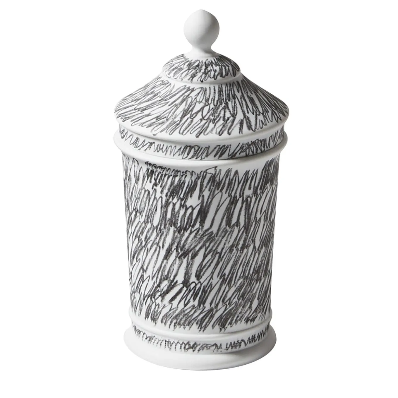 Vaso Post Scriptum in bianco e nero con coperchio di Formafantasma