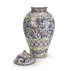 Vaso potiche Antique Blue Peacock