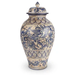 Vaso potiche Antique Blue Peacock