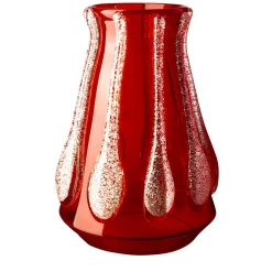 Vaso rosso glitterato Colate di Carlo Moretti