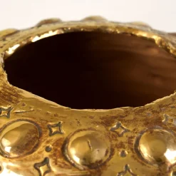 Vaso Soreis in ceramica oro di Gabriele Mengoni