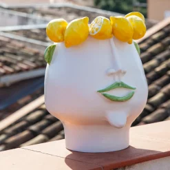 Vaso Testa in Ceramica Multicolore Domitilla