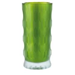 Vaso verde e trasparente inciso a fantasia