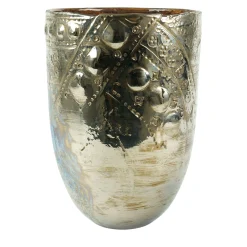 Vaso Viel in ceramica argento di Gabriele Mengoni