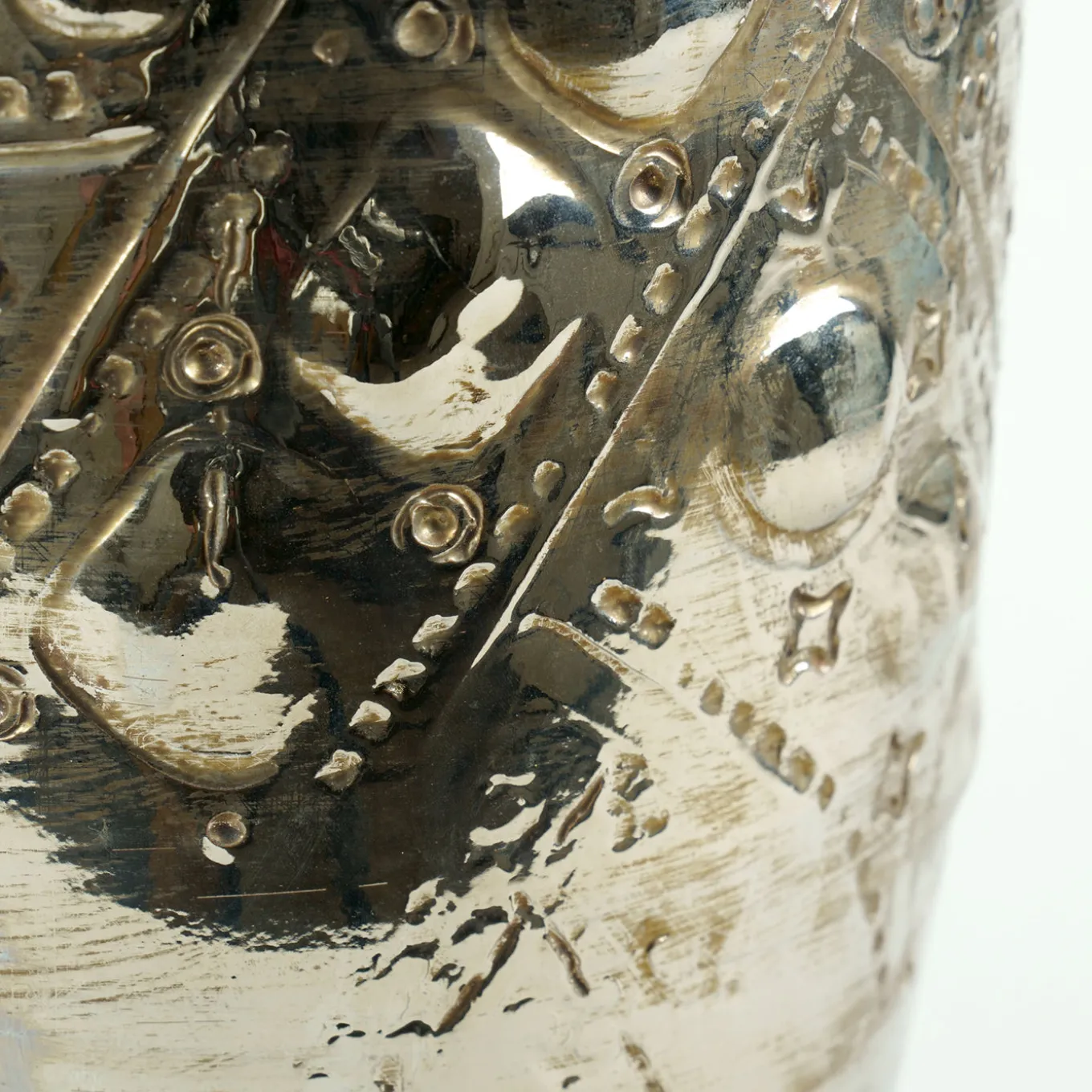 Vaso Viel in ceramica argento di Gabriele Mengoni