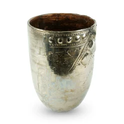 Vaso Viel in ceramica argento di Gabriele Mengoni