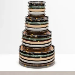 Vassoi medi rotondi in pelle e marmo Monza #5