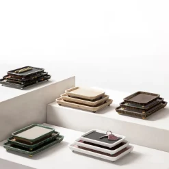 Vassoi rettangolari grandi in pelle e marmo Monza #5