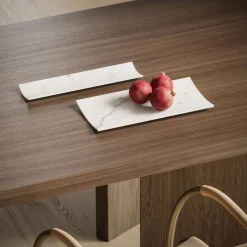 Vassoio Curvati grande bianco di Carrara di Studioformart