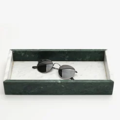 Vassoio in marmo di Carrara e marmo verde #2