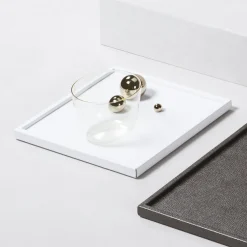 Vassoio in pelle bianco champagne