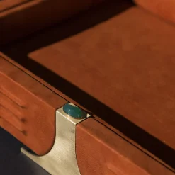 Vassoio Rettangolare in Pelle Arancione Raban R