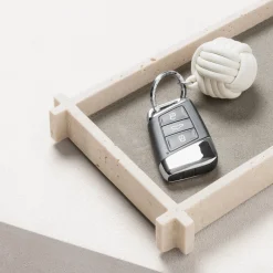 Vassoio rettangolare in pelle e marmo Structura