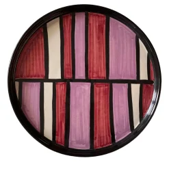 Vassoio rotondo a righe viola