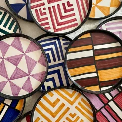 Vassoio rotondo a righe viola