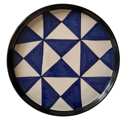 Vassoio rotondo a triangolo blu