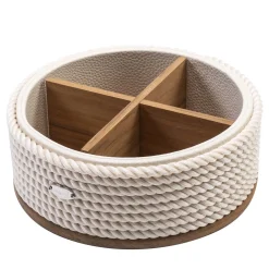 Vassoio rotondo crema a 4 sezioni