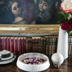 Vassoio rotondo medio in marmo bianco di Carrara di Jacopo Simonetti