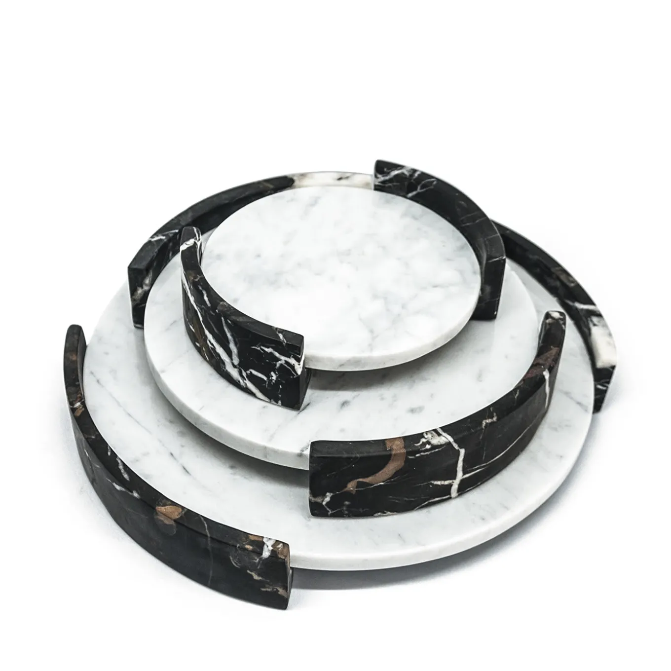 Vassoio rotondo medio in marmo bianco di Carrara di Jacopo Simonetti