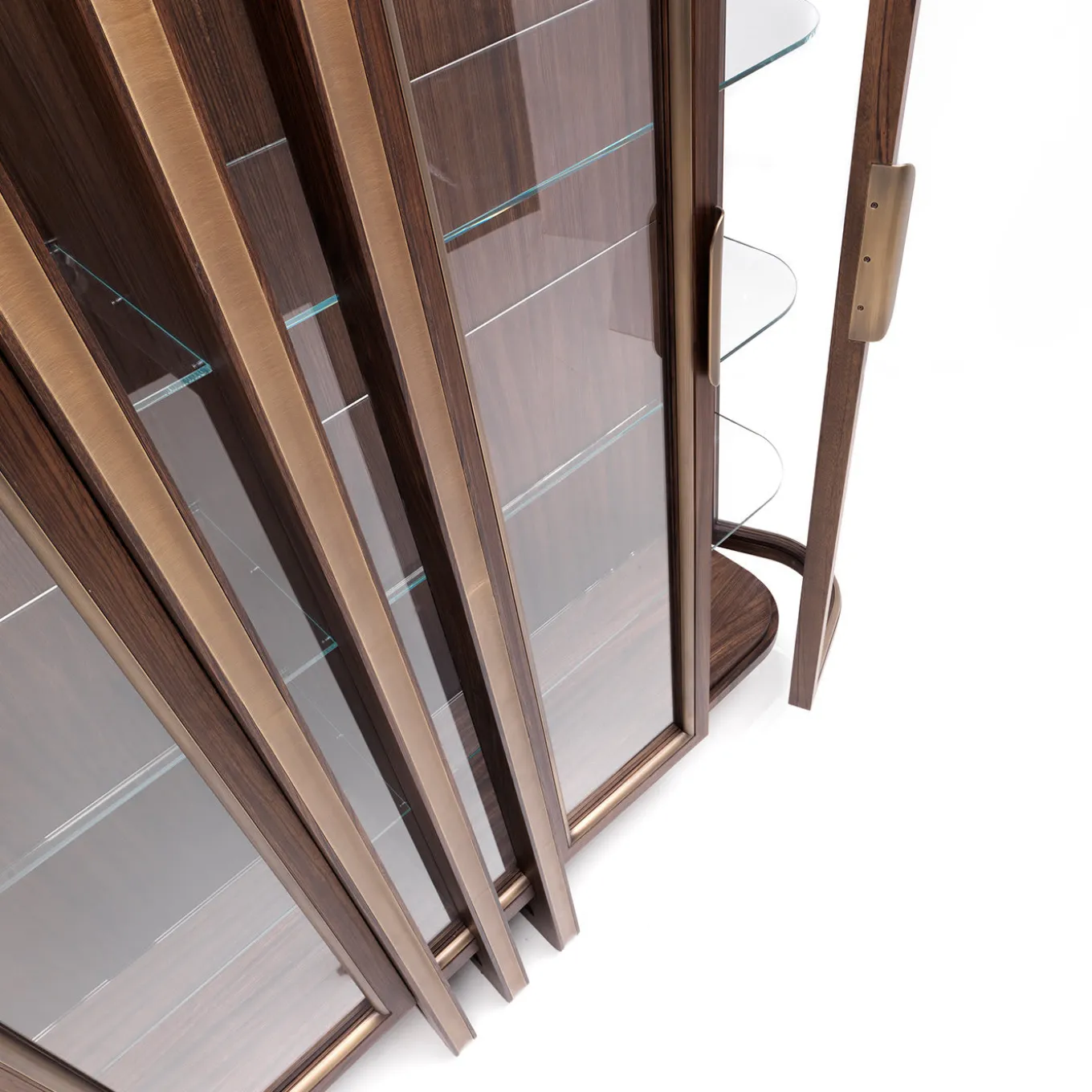 Vetrina a 2 porte in ottone e zebra