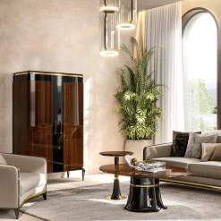 Victor, mobile bar a 2 porte di colore marrone