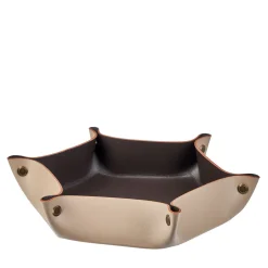 Vide Poche in pelle Cappuccino e Cioccolato